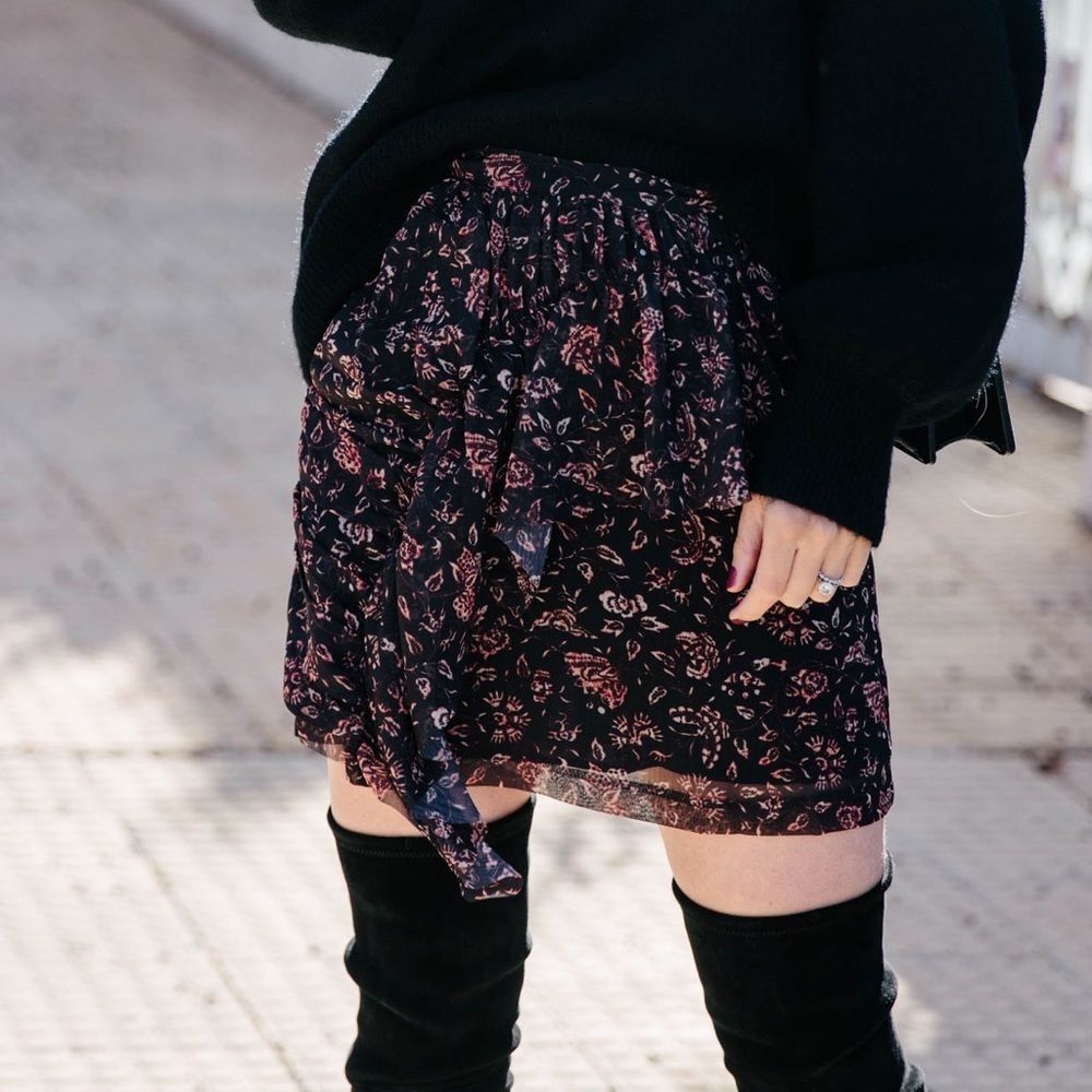 H&M Floral Ruffle Mini Skirt